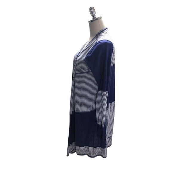 Allen Allen Cardigan Duster Women's Size Medium Blue Striped - Picture 4 of 6